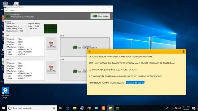 MSI A68HM E33 V2 Motherboard Memory 2 socket test. Fake or real Tips смотреть онлайн