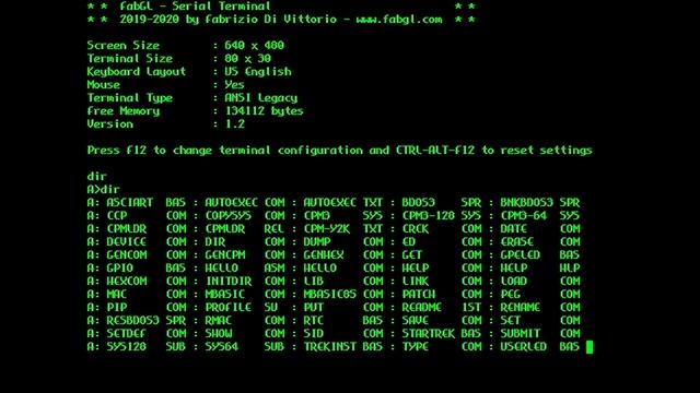 FabGL ESP32 serial terminal: Playing with resolutions, fonts and colors смотреть онлайн
