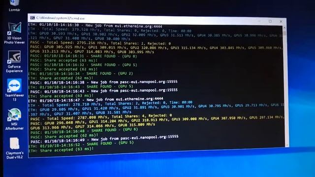 Claymore 10.2 with 9 GPU | gtx 1070 mining rig смотреть онлайн