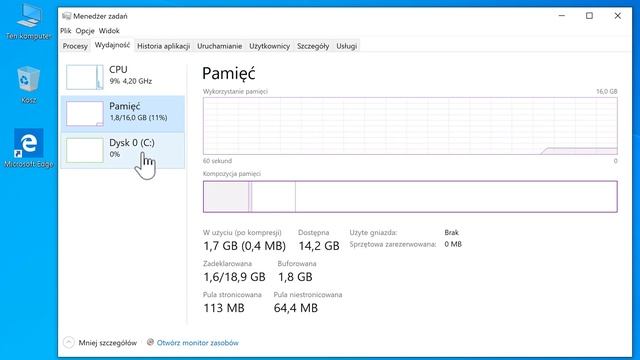 Windows 10: Sprawdzenie przy użyciu Menedżera Zadań wykorzystanie pamięci. смотреть онлайн