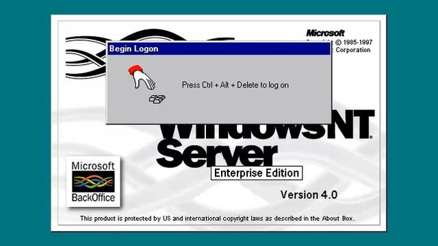 Microsoft Windows NT 4.0 Enterprise Server Build 1381 Service Pack 1 (1997) -Begin Login- Message смотреть онлайн