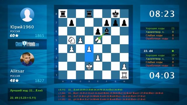 Chess Game Analysis: Alitsar - Юрий1960 : 0-1 (By ChessFriends.com) смотреть онлайн