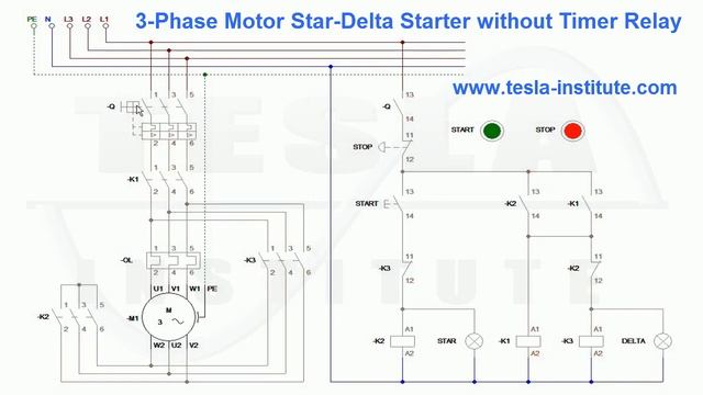 3-Phase Motor Star-Delta Starter without Timer Relay смотреть онлайн