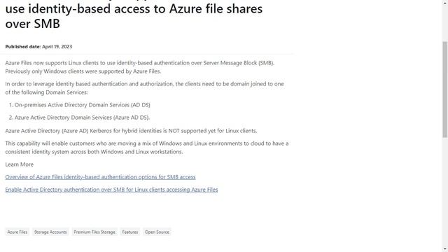 Support for Linux clients to use identity-based... - Azure Daily Minute Podcast - 20-APR-2023 смотреть онлайн