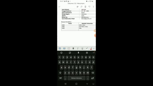 Cara Membuat Biodata di Word Android || Bikin Daftar Riwayat Hidup dengan Hp (Langsung Praktek) смотреть онлайн