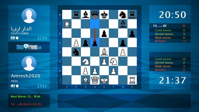 Chess Game Analysis: Amresh2020 - الدار اریا : 1-0 (By ChessFriends.com) смотреть онлайн