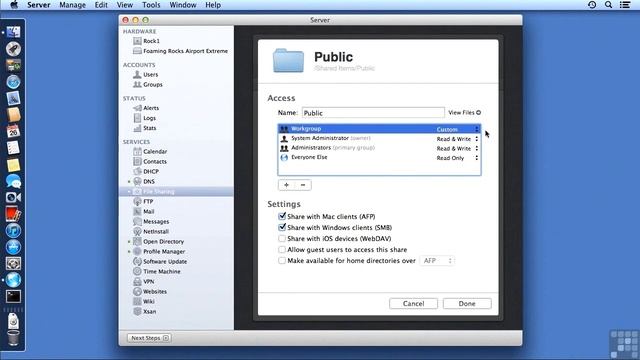 Apple Mountain Lion Server Tutorial | Configure The File Sharing Service смотреть онлайн