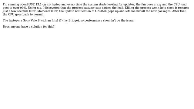 98% CPU load when searching for updates (applydeltarpm) смотреть онлайн
