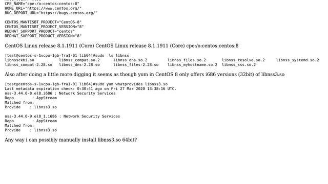 CentOS 8 cannot locate libnss3.so (64bit) смотреть онлайн