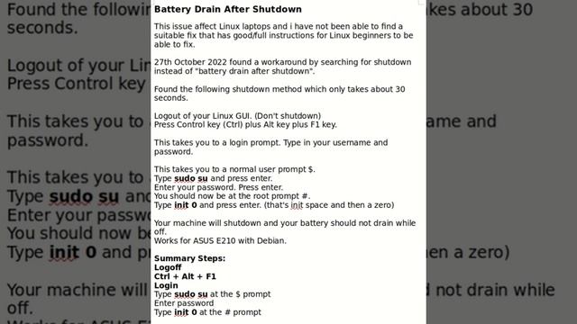 Linux Battery Drain After Shutdown Workaround смотреть онлайн