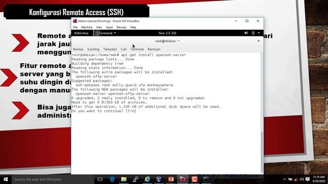 tutorial konfigurasi remot access (SSH) debian 8.10 смотреть онлайн