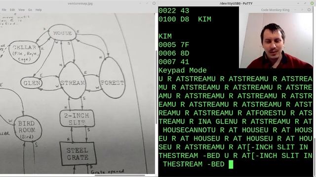 Playing KIM Venture on Arduino KIM-1 emulator via serial monitor смотреть онлайн