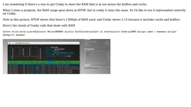 Conky show RAM without buffers or cache смотреть онлайн