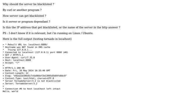 What does "Server \*\*\*\*\*\* is not blacklisted" means in curl verbose output? смотреть онлайн
