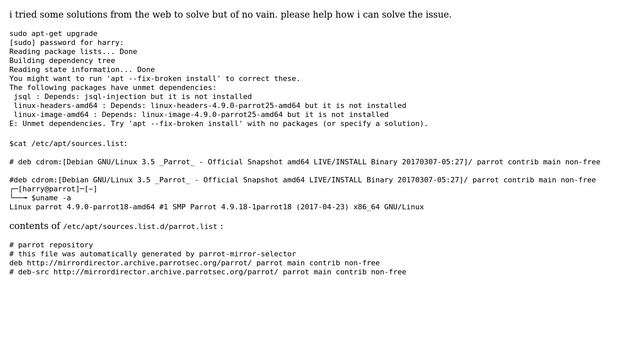 UNMET DEPENDENCIES in parrot 3.6? смотреть онлайн