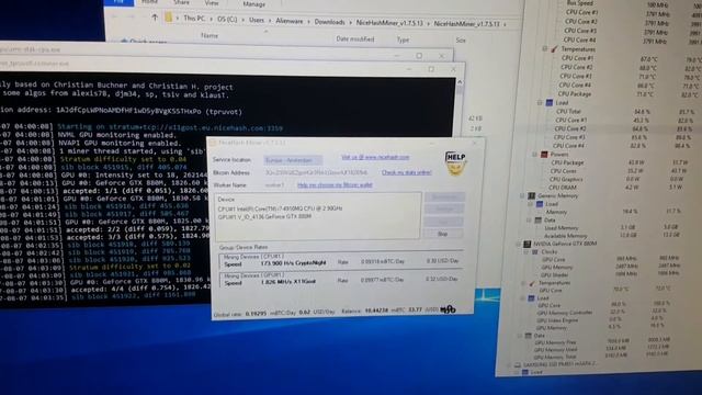 Alienware 17 nicehash miner temperatures update смотреть онлайн