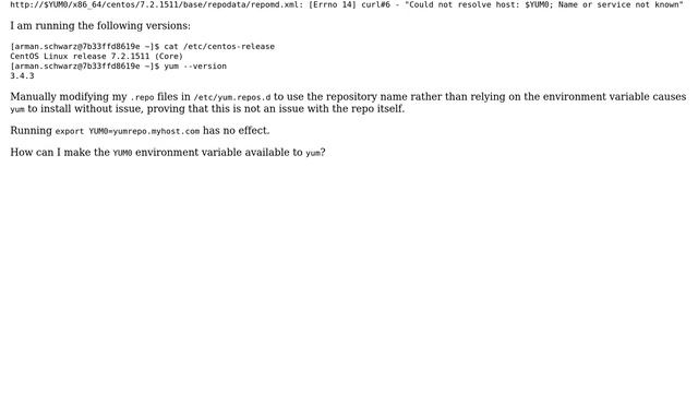 Unix & Linux: yum doesn't pick up YUM0 environment variable (2 Solutions!!) смотреть онлайн