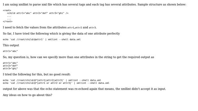xmllint display values of more than 1 attributes in single execution смотреть онлайн