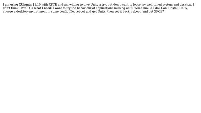 Ubuntu: Can I install Unity aside with XFCE and switch them as I want? смотреть онлайн