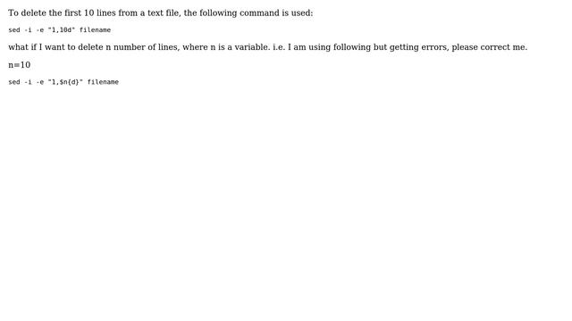 Unix & Linux: sed command to delete variable number of lines смотреть онлайн