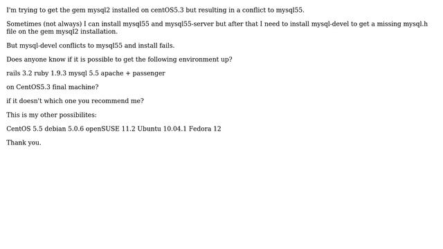 DevOps & SysAdmins: mysql2 gem not installing on CentOS 5.3 (2 Solutions!!) смотреть онлайн