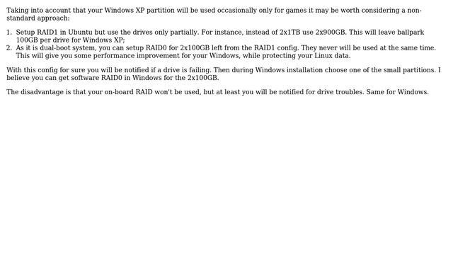 Is it possible to create a RAID 1 array for ubuntu and install xp on a non-RAID part of the drive? смотреть онлайн