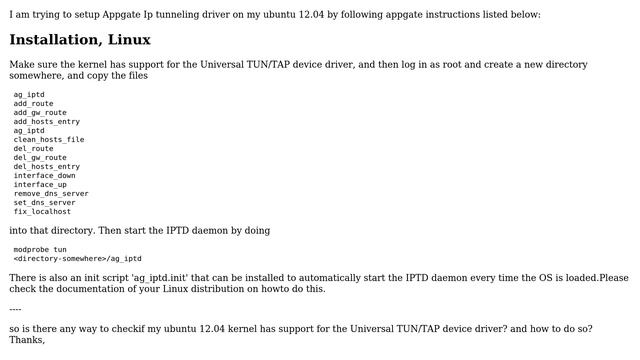 check support of Universal TUN/TAP Device on ubuntu 12.04 смотреть онлайн