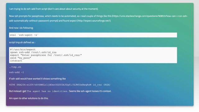 ssh-add from bash script and automate passphrase entry смотреть онлайн