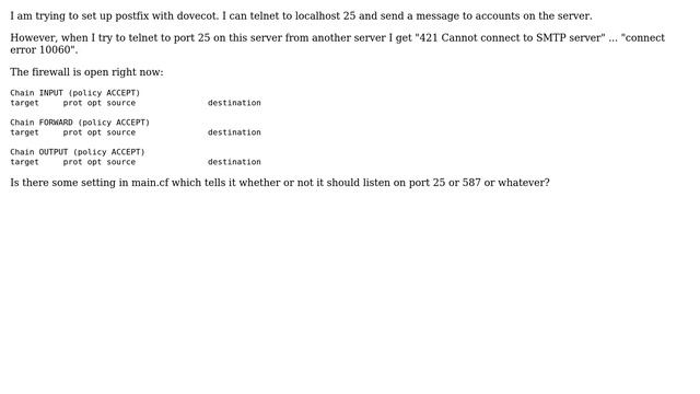 postfix doesn't respond on 25 from external server (2 Solutions!!) смотреть онлайн