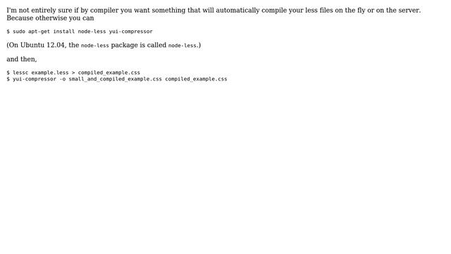 Ubuntu: How do you install less css command line compiler? (4 Solutions!!) смотреть онлайн