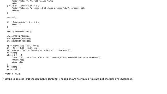 Simple daemon in C for constantly removing files from a user directory смотреть онлайн