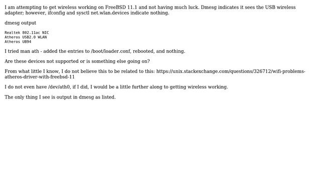 Unix & Linux: FreeBSD - wireless cards not picked up смотреть онлайн