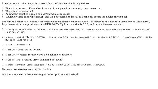 Run script on startup for Old Linux kernel (3.0.0) (2 Solutions!!) смотреть онлайн