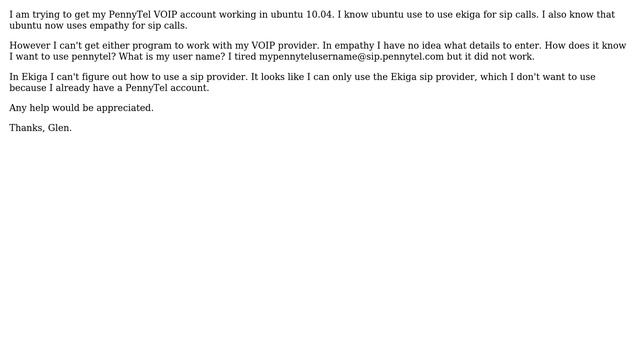 Unix & Linux: How do I setup a sip account with pennytel in empathy or ekiga in ubuntu 10.04? смотреть онлайн