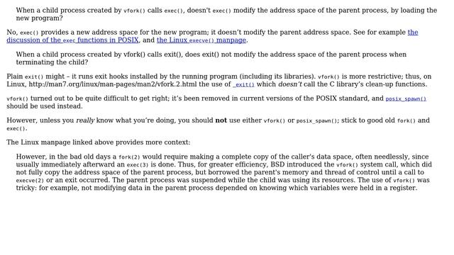 Why is vfork() intended to be used when the child process calls exec() смотреть онлайн