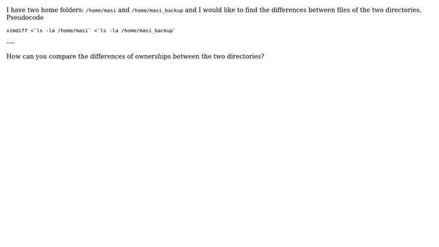 Unix & Linux: Find differences of ownerships between two home folders? смотреть онлайн