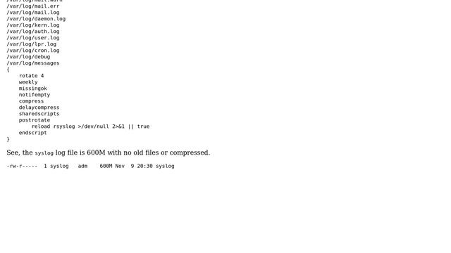 Ubuntu: /var/log/syslog not rotating смотреть онлайн
