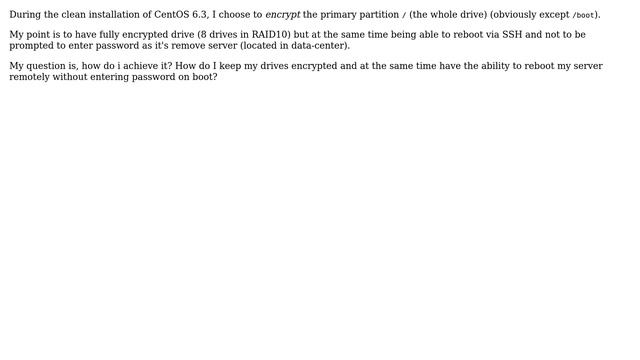 DevOps & SysAdmins: CentOS 6.3 drive encryption being on remove server смотреть онлайн