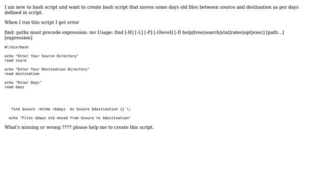 Unix & Linux: Error while running bash script that moves files смотреть онлайн