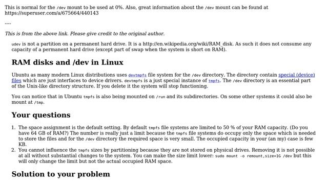 Ubuntu: 0% usage on udev (/dev) partition смотреть онлайн