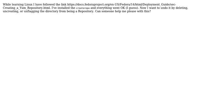Unix & Linux: Deleting, uncreating or unflagging a directory as a Repository смотреть онлайн