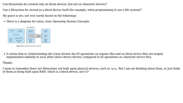 Can filesystems be created only on block devices, but not on character devices? смотреть онлайн