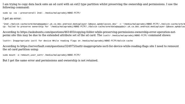Ubuntu: sudo cp --preserve=all not preserving ownership смотреть онлайн