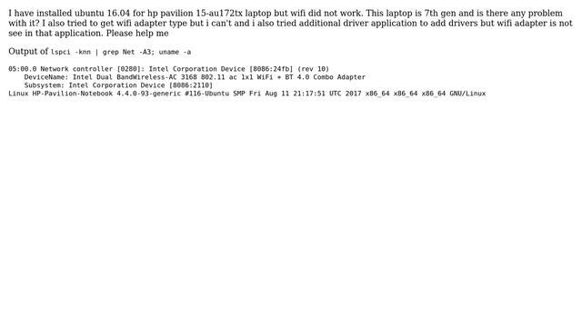 Ubuntu: Wifi adapter did not work in hp pavilion 15-au172tx laptop смотреть онлайн
