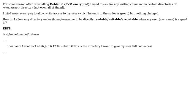 Unix & Linux: How to I allow direct write access to a directory under /home/username? смотреть онлайн