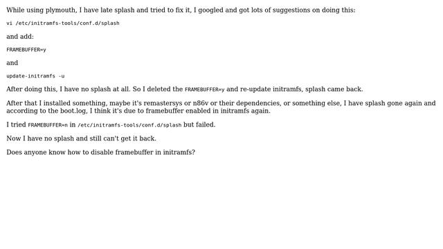 Ubuntu: How to disable framebuffer in initramfs? смотреть онлайн