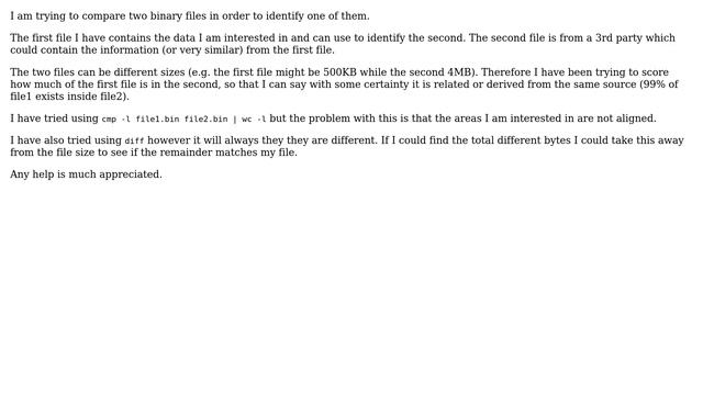 Compare two binary files of different sizes смотреть онлайн