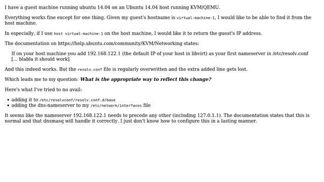 Ubuntu: KVM DNS access guest by using its hostname (Ubuntu 14.04) смотреть онлайн