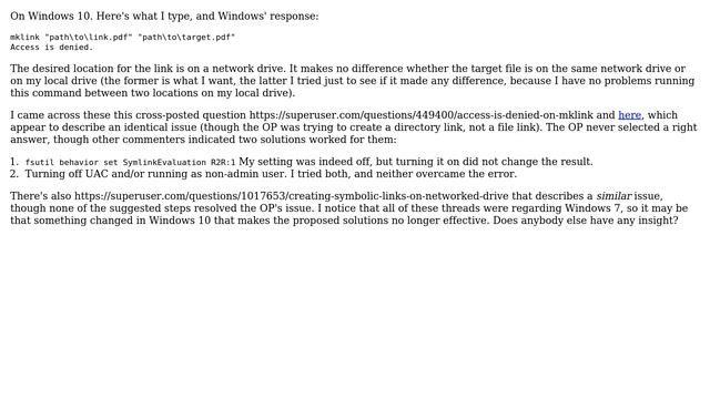 mklink fails to create symlink on network drive смотреть онлайн