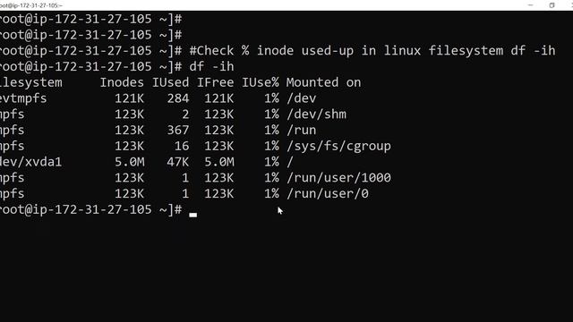 Check % inode used-up in linux filesystem df -ih смотреть онлайн
